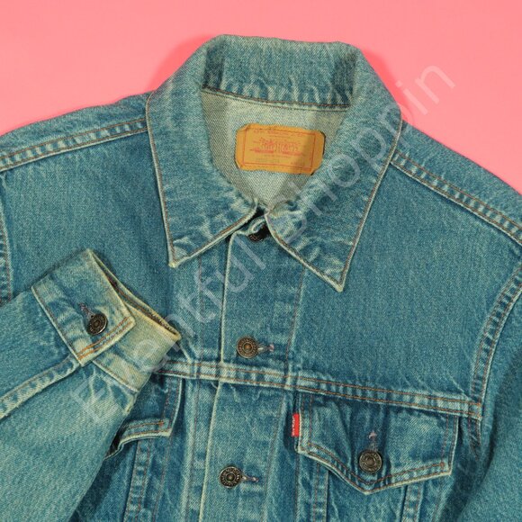 Vintage Levis Jacket Mens 42 M Blue Type 3 Denim Painted 1980s Made In Canada - Picture 2 of 14